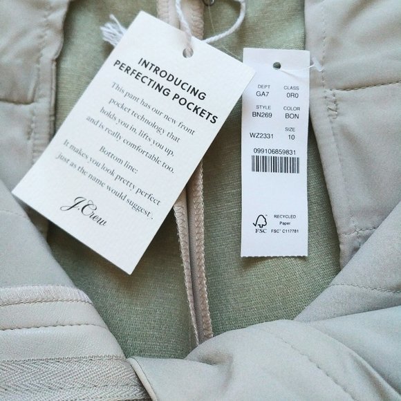 J.Crew KATE STRAIGHT LEG PANT IN FAUX LEATHER, Size 10, Color BONE - Picture 10 of 14